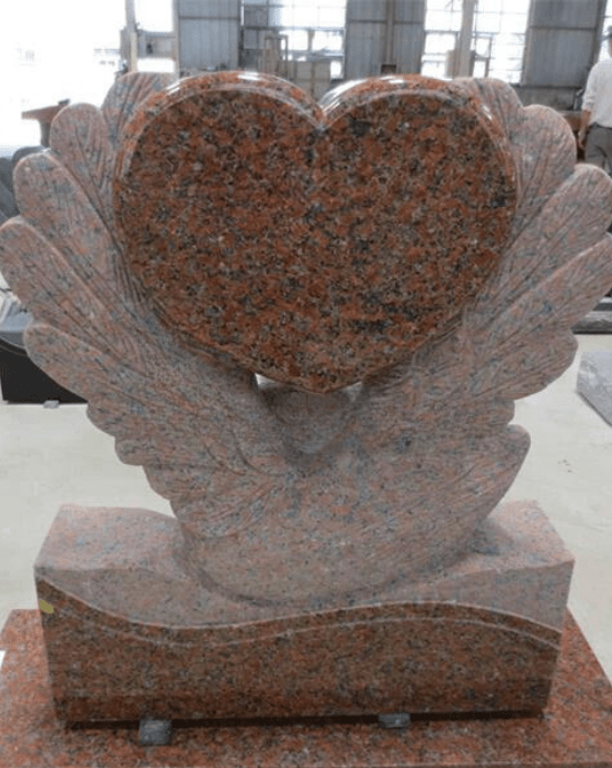 Granite Angel Wings Memorial Heart